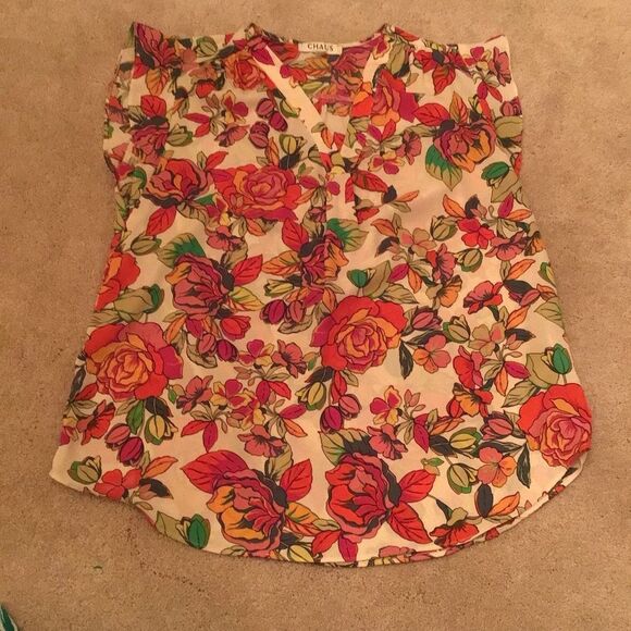 CHAUS Women's Floral Ruffle Sleeves Blouse - Picture 2 of 6